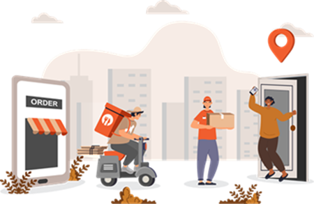 Customer ordering food online using mobile