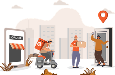 Customer ordering food online using mobile