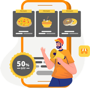 Customer ordering food online using mobile